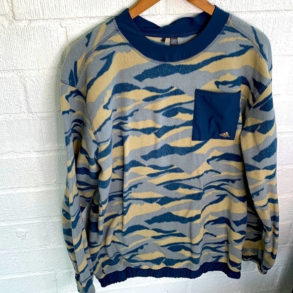 Adidas Men's Blue Camouflage Fleece Tx Print Crew Sweatshirt sz M - Picture 6 of 12
